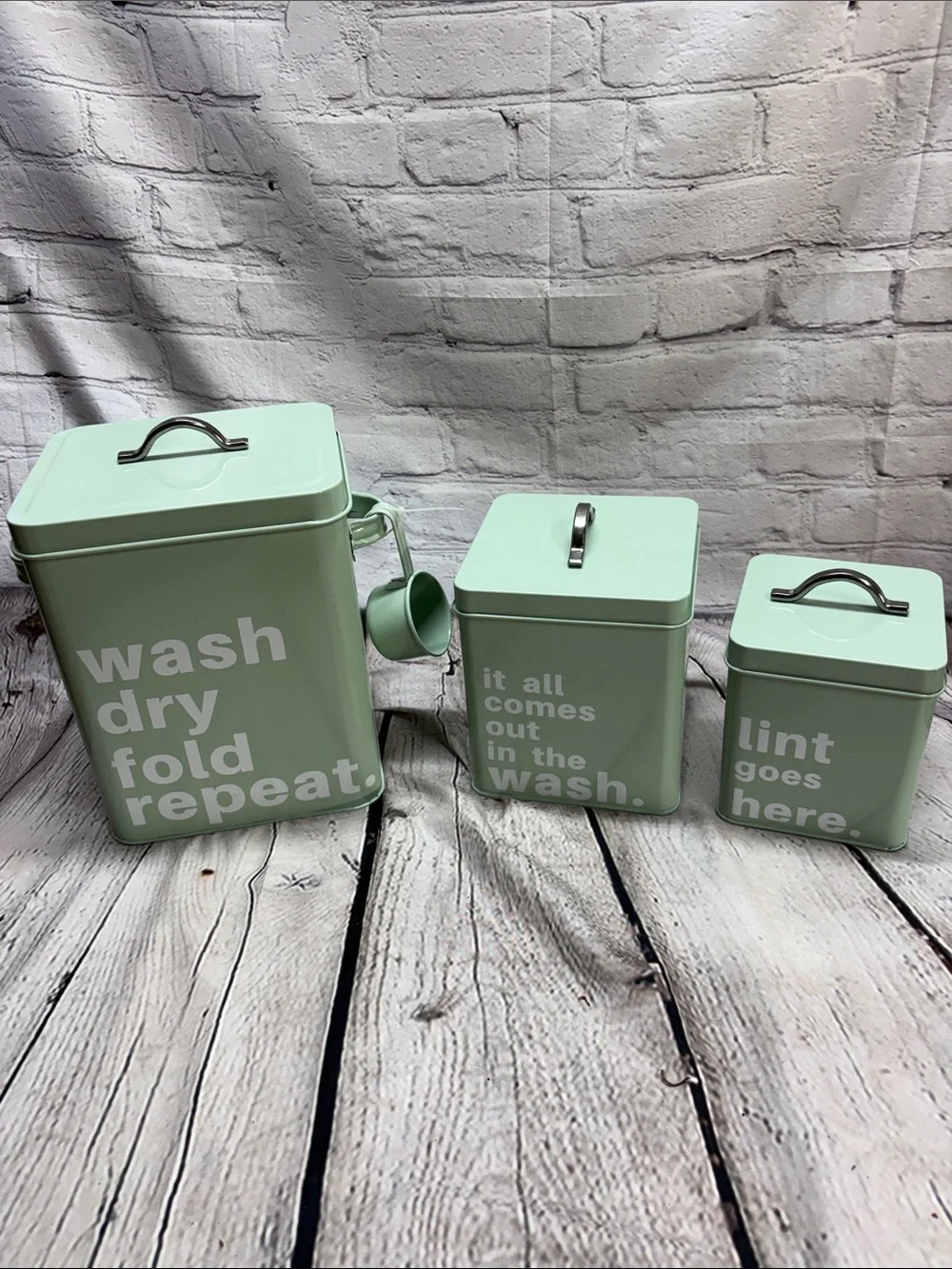 Mint Green Laundry Storage Canister Set - 3 Piece